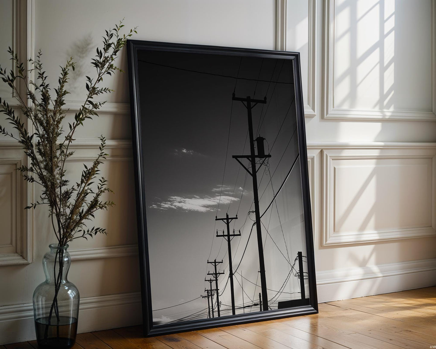 Urban Photography | Power Lines Print | Black and White Photography, Industrial Decor abstract wall art print, geometric minimalist poster, modern Scandinavian decor, Monohaus