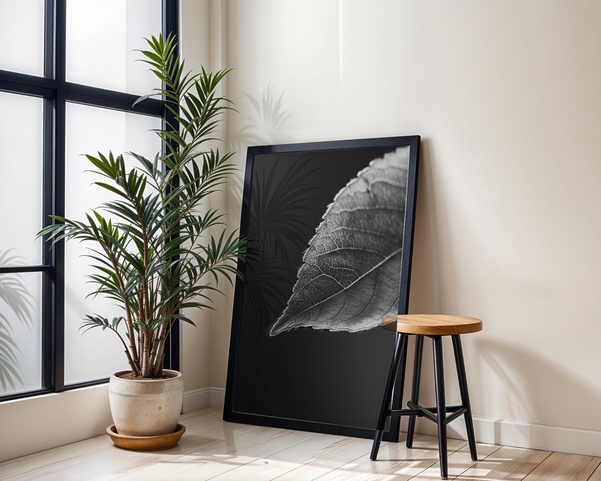 Botanical Photo | Minimalist Leaf Photography Print | Black and White Wall Art wall art print, minimalist black and white poster, modern Scandinavian wall decor, Monohaus