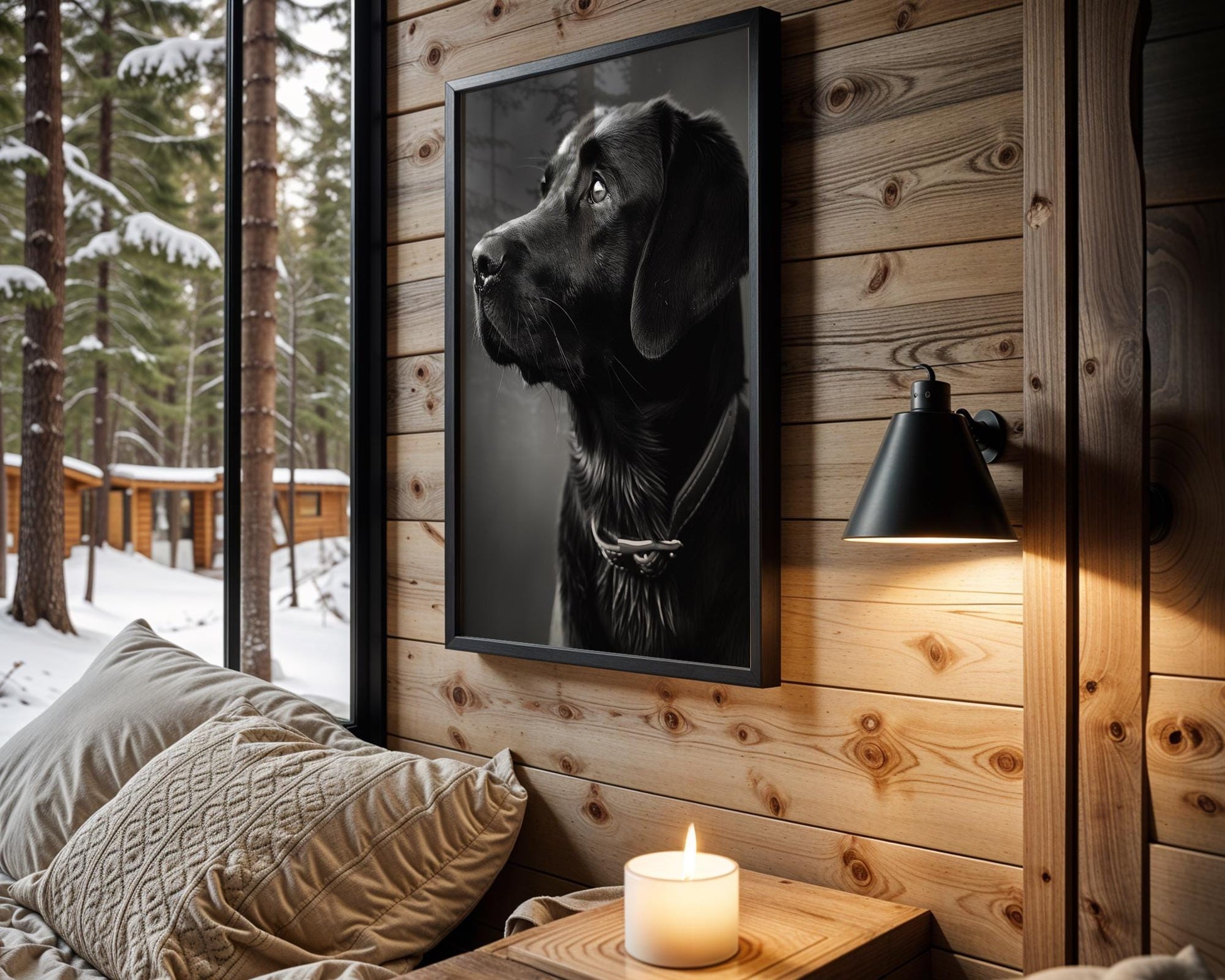 Dog Photography Black Labrador Fine Art Print | Modern Monochrome Pet Portrait wall art print, minimalist black and white poster, modern Scandinavian wall decor, Monohaus