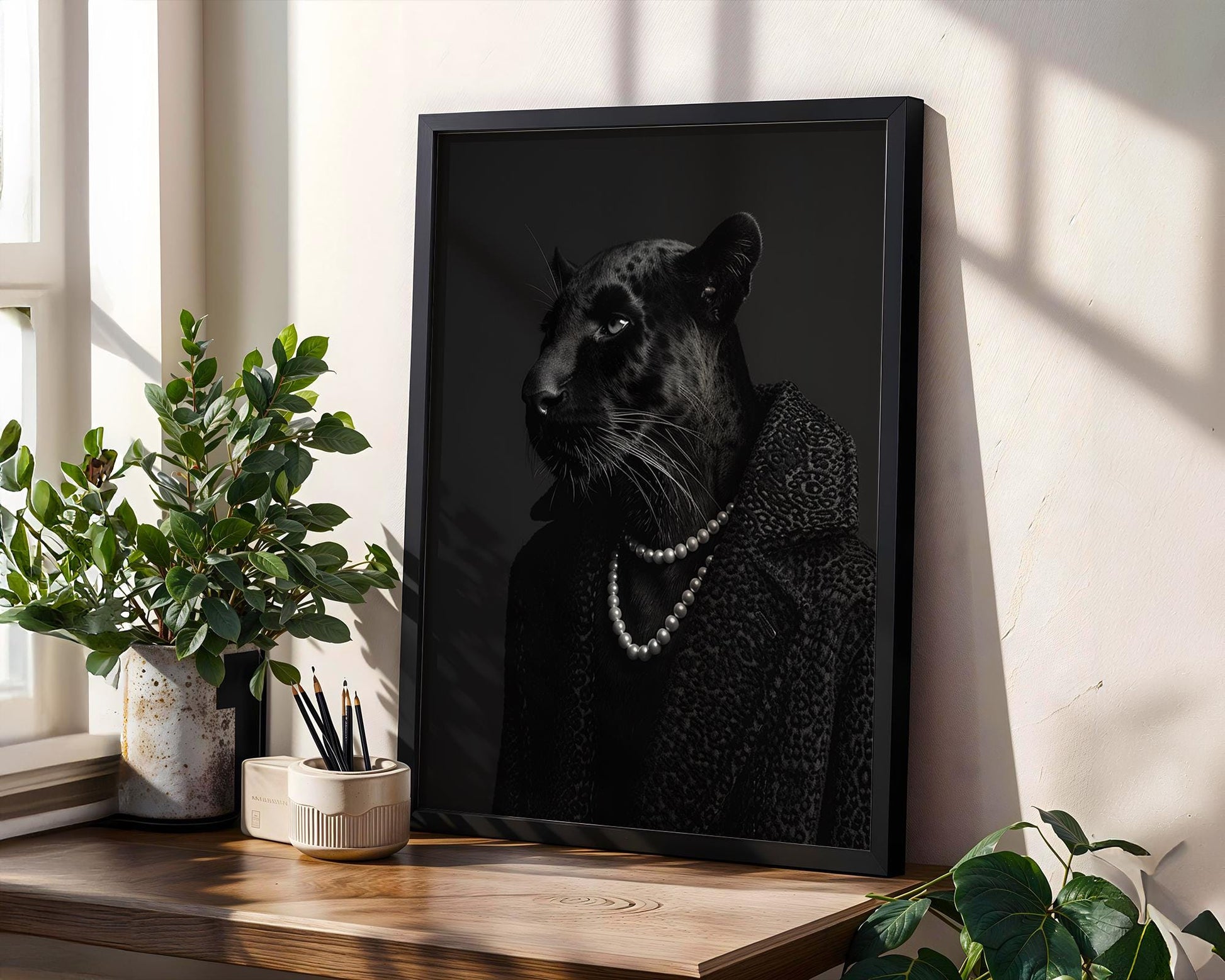Designer Wall Art | Black Panther Poster | Modern Minimalist Animal Home Decor wall art print, minimalist black and white poster, modern Scandinavian wall decor, Monohaus