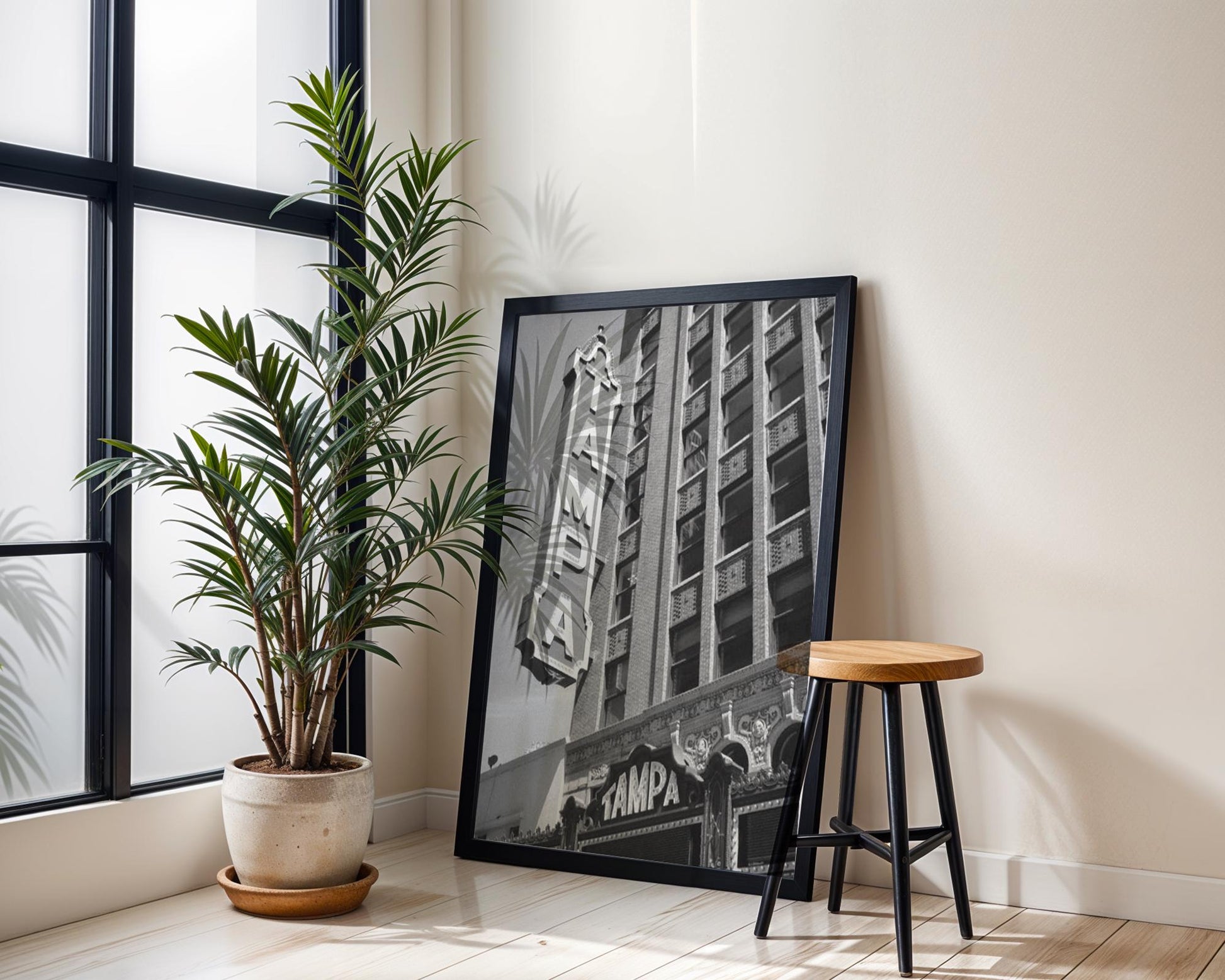 Designer Wall Art | Tampa Marquee Sign Print | Black and White Florida Poster wall art print, minimalist black and white poster, modern Scandinavian wall decor, Monohaus